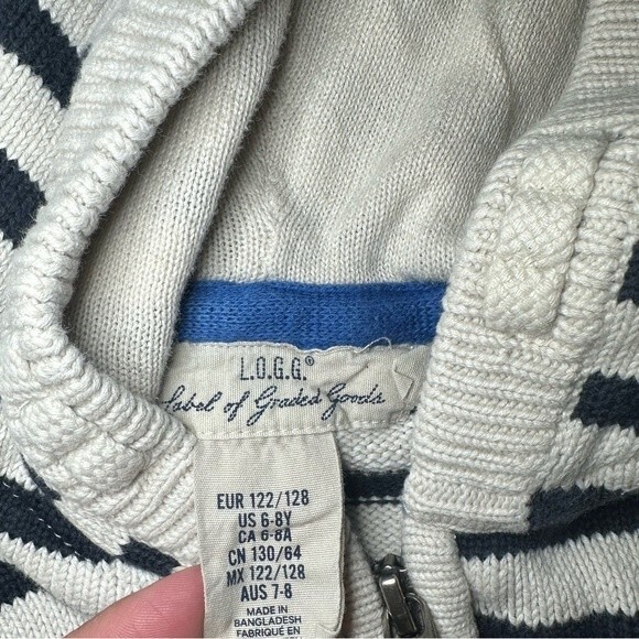 H&M stripped zip up hooded sweater size 6-8 - Picture 2 of 2